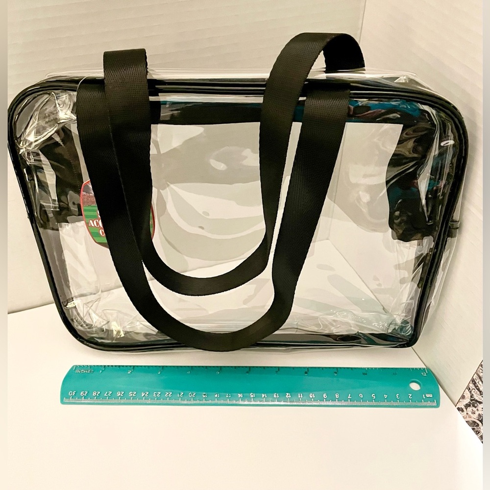 Large Clear Stadium/Concert/Festival Tote Bag with Black Trim NWT - Picture 4 of 10